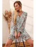 Floral dress with ruffles, mint PR1892 - Online store - Boutique